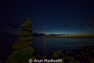 Standing stones and moon by Arun Madisetti 